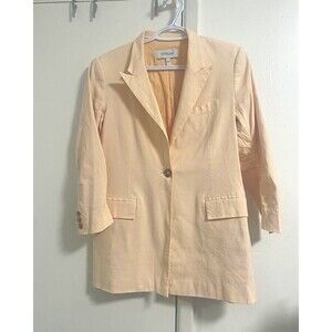 Derek Lam 10 Crosby Beige Linen Blend One-Button Lined Blazer Women 6